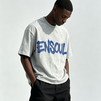T-shirt personnalisé ODM/OEM 100 % coton, style peinture au pistolet, impression de logo avec détails en strass, coupe oversize, streetwear décontracté