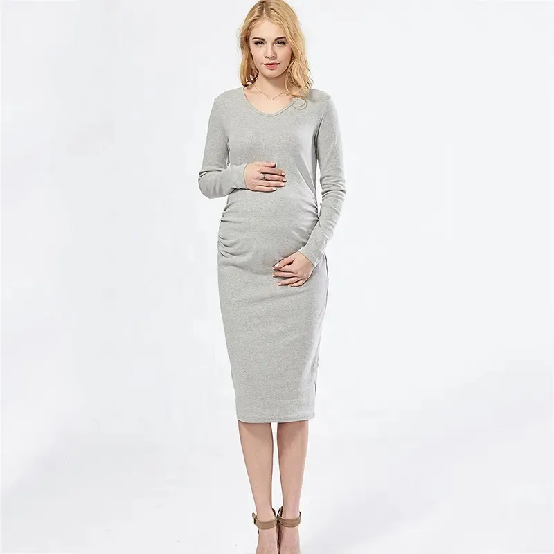 Solid Maternity Dresses Plus Size Pregnant Dress Spring Pregnancy Middle Dress For Pregnant Women Clothes