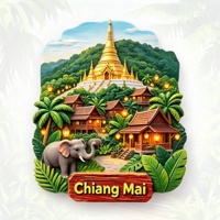 Aimant de réfrigérateur touristique en gros, souvenir de Bangkok, Asie du Sud-Est, aimant de réfrigérateur en résine peint à la main en 3D