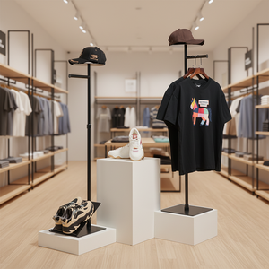 M129-HB Espositore in Metallo Personalizzato per <span class=keywords><strong>Sneakers</strong></span>, Scaffali in Metallo Nero per Negozi di Abbigliamento, Espositori per Scarpe - Product Image 1