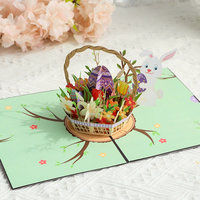 Tarjeta de felicitación tridimensional huevo de Pascua conejito creativo papel hecho a mano tallado bendición de Acción de Gracias Tarjeta de mensaje