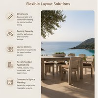 Ensemble de mobilier de jardin pour hôtel, terrasse, salle à manger extérieure, mobilier de jardin durable, imperméable, en teck, pour resort, villa, table et chaises d'extérieur