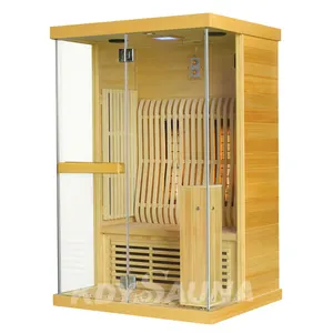 Yeni tasarım kızılötesi kapalı Sauna buhar 2 kişi kızılötesi Sauna odası Hemlock ile ahşap Sauna dolabı