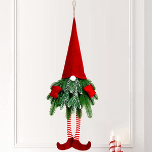 Pre-lit Christmas Gnome Hanger with LED Lights Realistic Pine Needle Swag for Holiday Wall Door Decoration - Product Image 4