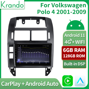 Krando Android Auto 12.0 Autoradio lettore Radio multimediale per Auto per <span class=keywords><strong>Volkswagen</strong></span> <span class=keywords><strong>Polo</strong></span> <span class=keywords><strong>4</strong></span> 2001-2009 Wireless CarPlay WIFI 4G - Product Image 2
