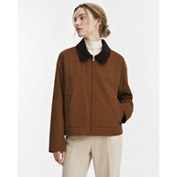Veste de travail décontractée haut de gamme pour homme, style Detroit, en toile de coton épaisse avec fermeture éclair robuste et finition délavée vintage