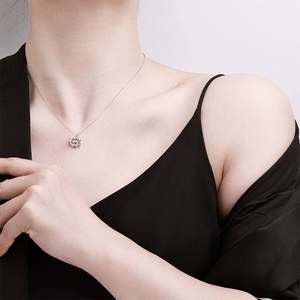 S925 Sterling Silver Necklace with Lovely <b>Cats</b> Head Moissanite Necklace - Product Image 3
