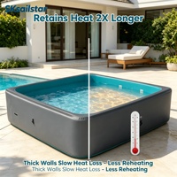 Piscine rectangulaire gonflable DWF à parois rigides avec kit complet, pompe, échelle et couverture pour jardin et fêtes estivales
