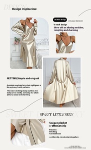 Mịn tùy chỉnh của phụ nữ ren-up Áo ngủ treo thiết lập nữ tính hai mảnh đồ ngủ có thể được mặc như một lớp bên ngoài - Product Image 6