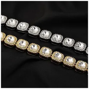 En stock luxe plein diamant Hip-hop argent or collier chaînes cubaines bracelets cubains pour hommes et femmes bijoux de mode