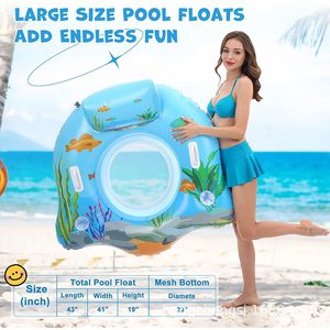 Inflatable Floating Hammock Chair 110x105x48 Cm Pool Lounge For Adults With Sea Design PVC Material - Product Image 2