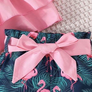 ชุดเซ็ต 2 ชิ้น สำหรับเด็กแรกเกิด-3 ปี เด็กผู้หญิง สไตล์จีน ลายดอกไม้ เสื้อครอปแขนกุด กางเกงขาสั้น ผ้าสแปนเด็กซ์/โพลีเอสเตอร์ ระบายอากาศได้ดี เหมาะสำหรับฤดูร้อน - Product Image 5