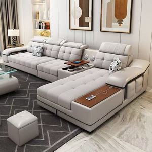 <span class=keywords><strong>Canapé</strong></span> modulaire <span class=keywords><strong>panoramique</strong></span> pour salon, ensemble de canapés sectionnels en tissu nordique avec rangement, station de charge et table pliable - Product Image 3