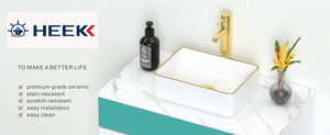 Bonito diseño, adorno <span class=keywords><strong>dorado</strong></span>, Forma cuadrada Rectangular, lavabo de cerámica, encimera, lavabo decorativo, baño, lavado a mano, lavabo - Product Image 6