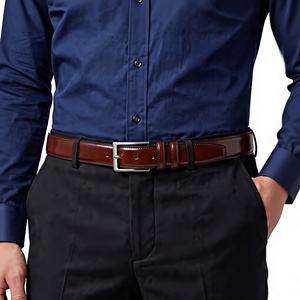 Cinturón de Cuero Genuino para Hombre, Estilo Casual, Hebilla Cuadrada de Aleación Plateada, Rectangular, Resistente - Product Image 6