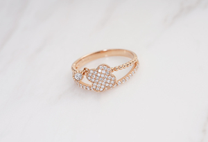 แหวนสีโรสโกลด์แข็ง18K คุณภาพสูงพร้อมเครื่องประดับเพชรธรรมชาติทันสมัยสำหรับเด็กผู้หญิง - Product Image 2