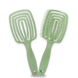 <span class=keywords><strong>Brosse</strong></span> à cheveux démêlante en paille <span class=keywords><strong>de</strong></span> blé biologique avec logo personnalisé, <span class=keywords><strong>brosse</strong></span> en nylon ventilée incurvée écologique pour cheveux bouclés lisses - Product Image 1