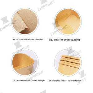 Boîte à <span class=keywords><strong>lunch</strong></span> en papier d'emballage épais brun rectangulaire coin arrondi boîte à <span class=keywords><strong>lunch</strong></span> à emporter bol en papier jetable de restauration rapide - Product Image 4