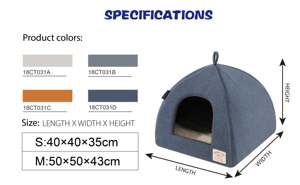 Bobbypet <span class=keywords><strong>2</strong></span>-in-1 Lustiges Tiermuster Plüsch-Tierkäfig Großhandel Beruhigendes Katzen-Iglu-Zelt und Gemütliches Bett für Katzen und Hunde zum Schlafen - Product Image 3