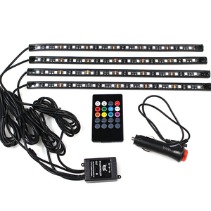 4pcs xe nội thất bầu không khí 18 đèn Led 5050 RGB SMD linh hoạt dải ánh sáng 12V + 24 phím âm nhạc điều khiển từ xa - Product Image 1