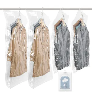 Gusseted All Clear Garment Bags for Hanging Clothes Suit Bags for Storage of Coats Garment Cover with zipper