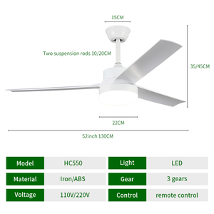 High CFM Quiet LED Ceiling Fan, Contemporary DC Motor Fan with Remote Control for Indoor <b>Space</b> - Product Image 3