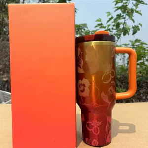 Vaso Térmico <span class=keywords><strong>Karol</strong></span> <span class=keywords><strong>G</strong></span> <span class=keywords><strong>de</strong></span> 40oz con Asa, Diseño Bichota con Flores y Purpurina, Taza Láser Aislada al Vacío <span class=keywords><strong>de</strong></span> Acero Inoxidable, Regalo para Fans - Product Image 1