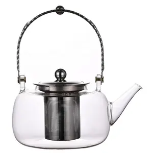 Furnace boiling teapot Copper handle Steel leak beam pot High borosilicate glass tea set Filter pot