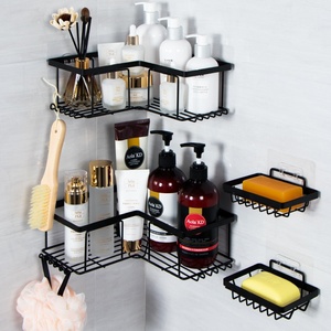 Estante de baño de esquina de Metal de hierro sin perforaciones de tres capas, estante de almacenamiento de cocina para soporte organizador de ollas - Product Image 4