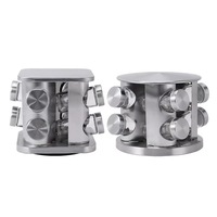 Nouveau style de plateau rotatif pour épices avec bouteilles rondes, organisateur de cuisine en acier inoxydable pour armoire de garde-manger, pour le rangement des assaisonnements