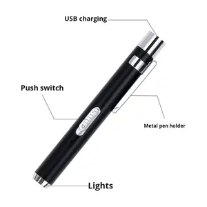 Sorgente luminosa bianca di tipo-C ricaricabile in acciaio inossidabile eco-friendly regali di novità promozionali Mini penna-tipo di serigrafia incisa - Product Image 1