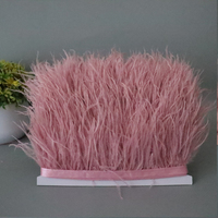 Garniture en dentelle teinte de haute qualité de 8 à 10 cm, rose pêche, rose racine de lotus, garniture en plumes d'autruche pour les arts et l'artisanat, décoration de vêtements