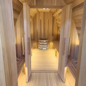 Sauna sec <span class=keywords><strong>extérieur</strong></span> moderne en cèdre rouge/huile de bouleau, construction en cèdre rouge/huile de bouleau, chauffage électrique, panneau de commande informatisé, sauna sec rond en forme de cube - Product Image 6