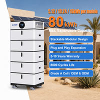 Vente en gros de batteries modulaires tout-en-un ESS empilables de 5,12 kWh, extensibles jusqu'à 80 kWh, plug-and-play, cellules de qualité A, 8000 cycles, CE MSDS