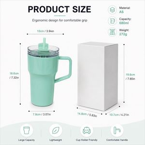 Custom Logo Single Wall Plastic Tumbler <b>With</b> <b>Handle</b> and Straw BPA Free Reusable <b>Travel</b> <b>Mug</b> for Coffee Water Gifts Bulk Wholesale - Product Image 3