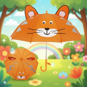 Paraguas Impermeable con Diseño de Tigre de Dibujos Animados, con Orejas Elevables, para Niños, Control Manual, Seguro para Niños, Diseño Bonito, Regreso a Clases, Poliéster - Product Image 5