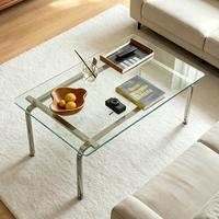 Table basse en verre, style mi-siècle, en bois massif, table d'appoint pour salon, style moderne classique Bauhaus minimaliste