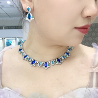Ensemble de bijoux afghans en laiton bleu, colliers, boucles d'oreilles et bracelets en forme de cloche, accessoires de mariage pour la mariée, vente en gros