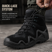 Bottes tactiques personnalisées pour hommes en gros, avec fermeture éclair latérale, en cuir de vachette et tissu Oxford, antidérapantes, pour la sécurité et l'entraînement, chaussures de travail