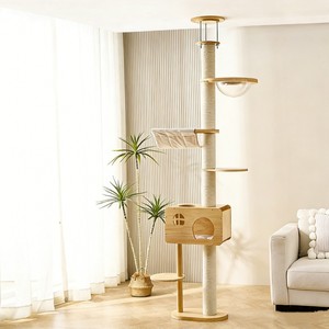 Moderne Luxe Hoogteverstelbare Kattenklimrek van Massief Hout, Multifunctionele Kattenboom voor Katten om op te springen, krabben en spelen - Product Image 1