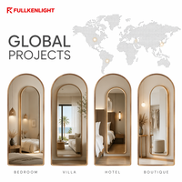 Miroir pleine longueur Fullkenlight Arch LED avec cadre en bois, rétroéclairage, capteur tactile, fixation murale, miroir intelligent pour chambre à coucher, miroir de corps entier