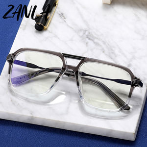 แว่นตาเรซิ่นกรอบสี่เหลี่ยมหรูหราสำหรับผู้ชาย บานพับสปริง ป้องกันแสงสีฟ้า แว่นสายตาสั่งตัดได้สำหรับผู้ชาย - Product Image 1