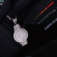 Pendentif médaillon rond entièrement serti de diamants pour homme, en argent 925, diamant Moissanite VVS, bijou de mode Hip-Hop