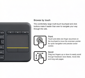 Clavier tactile sans fil silencieux K400 Plus pour ordinateur <span class=keywords><strong>portable</strong></span>, ordinateur de bureau, Smart TV, Android - Product Image 2