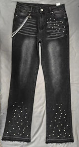 Jeans de Mezclilla Vintage de Verano para Hombre, Personalizados con Diamantes, Decoración de Diseñador con Pedrería, Corte Recto Holgado, Jeans de Mezclilla con Pedrería para Mujer - Product Image 6