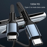 Kabel Data pengisian cepat, kabel Data pengisian cepat, jalinan nilon, 2024 W PD 1m, C ke C untuk ponsel dan komputer, 100
