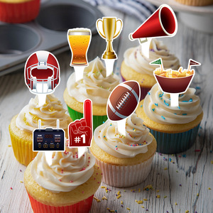 24PCS Topos de Bolo Temáticos do <span class=keywords><strong>Super</strong></span> <span class=keywords><strong>Bowl</strong></span>, Decorações para Festas - Product Image 3