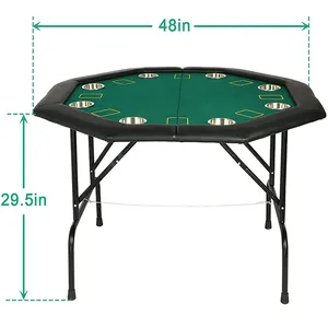 实用型折叠扑克桌八角形可折叠扑克桌8座折叠赌场桌低价8人