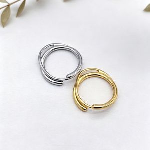yunnique Geometric Line <b>Titanium</b> Steel <b>Ring</b> Unisex Jewelry Gift Silver Gold XYR0180 - Product Image 2