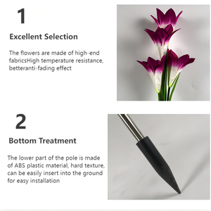 Decoración para Jardín Exterior, Paquete de 2 Piezas, Lámpara <span class=keywords><strong>Solar</strong></span> de Estaca con Flor de Lirio de Tela, Impermeable, <span class=keywords><strong>12</strong></span> Horas, Faroles Solares para Césped de Jardín - Product Image 2